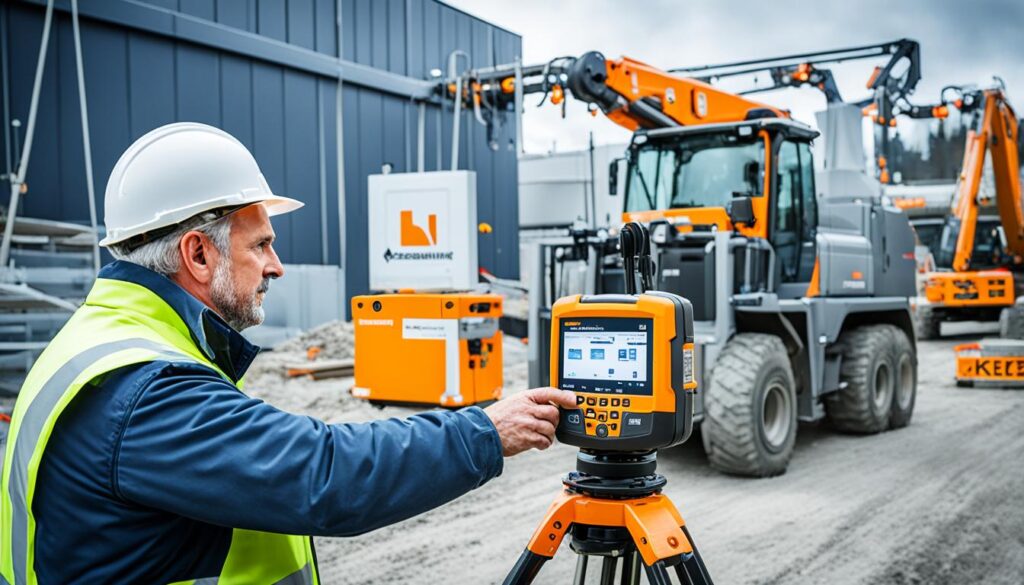 Laserempfänger auf einer Baustelle